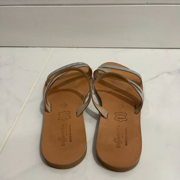Emmanuela Greek Leather Slide on Meander Sandals "Serifos" (Silver) SIZE 9 - Picture 5 of 5